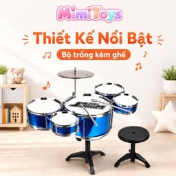 Bộ Nhạc Cụ Trống Jazz MimiToys - Đồ Chơi Âm Nhạc Có Ghế Cho Bé Trai Bé Gái 5