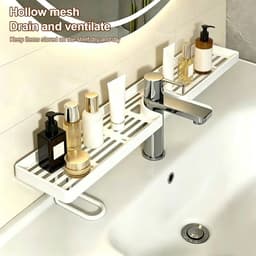 10 Kệ quầy phòng tắm, Kệ đựng bồn rửa bằng nhựa 50cm, Bền bỉ Không cần khoan Tiết kiệm không gian Dụng cụ sắp xếp 10 3