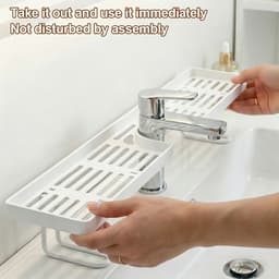 10 Kệ quầy phòng tắm, Kệ đựng bồn rửa bằng nhựa 50cm, Bền bỉ Không cần khoan Tiết kiệm không gian Dụng cụ sắp xếp 10 6