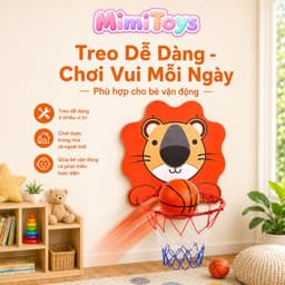 Bóng Rổ Mini MimiToys Cho Trẻ Em - Bảng Rổ Ếch Xanh, Hổ Vàng Dễ Thương Kèm Bóng Bơm 6