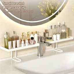 10 Kệ quầy phòng tắm, Kệ đựng bồn rửa bằng nhựa 50cm, Bền bỉ Không cần khoan Tiết kiệm không gian Dụng cụ sắp xếp 10 4
