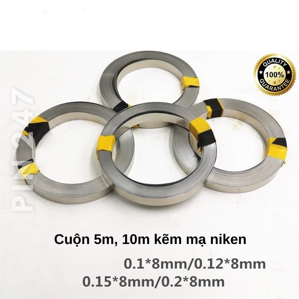 Kẽm Hàn Cell Pin 18650 Dùng Cho Máy Hàn điểm Kẽm Mạ Niken Nguyên Chất Loại 1 (Cuộn 5m, 10m) K5m