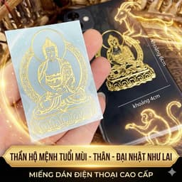 Miếng Dán Điện thoại Phật Bản Mệnh 12 Con Giáp Mạ Vàng Sang Trọng, Trang Trí Điện Thoại Ví Tiền Ý Nghĩa Bình An May Mắn 8