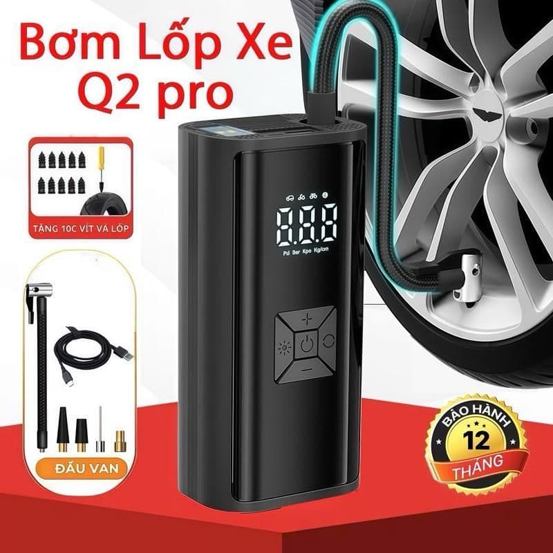 Q2Pro Bơm Lốp Ô Tô Xe Máy Xe Đạp Đa Năng Tích Điện Không Dây Công Suất Cao Siêu Nhanh Tiết Kiệm Chi Phí Lưu Trữ Nhỏ Gọn