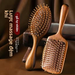 Lược đệm hơi gỗ đàn hương – [Chải mượt & massage da đầu & Thả rụng tóc] , thông kinh lạc, tiện mang theo 1