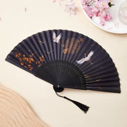Quạt xếp HẠC PHI NGUYỆT cầm tay phong cách cổ trang trang trí xinh xắn 6