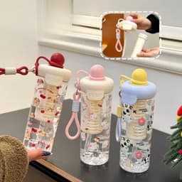 Bình nước giữ nhiệt Hello Kitty 500ml nắp chống tràn thiết kế quai xách tiện lợi mang đi học, đi làm 8