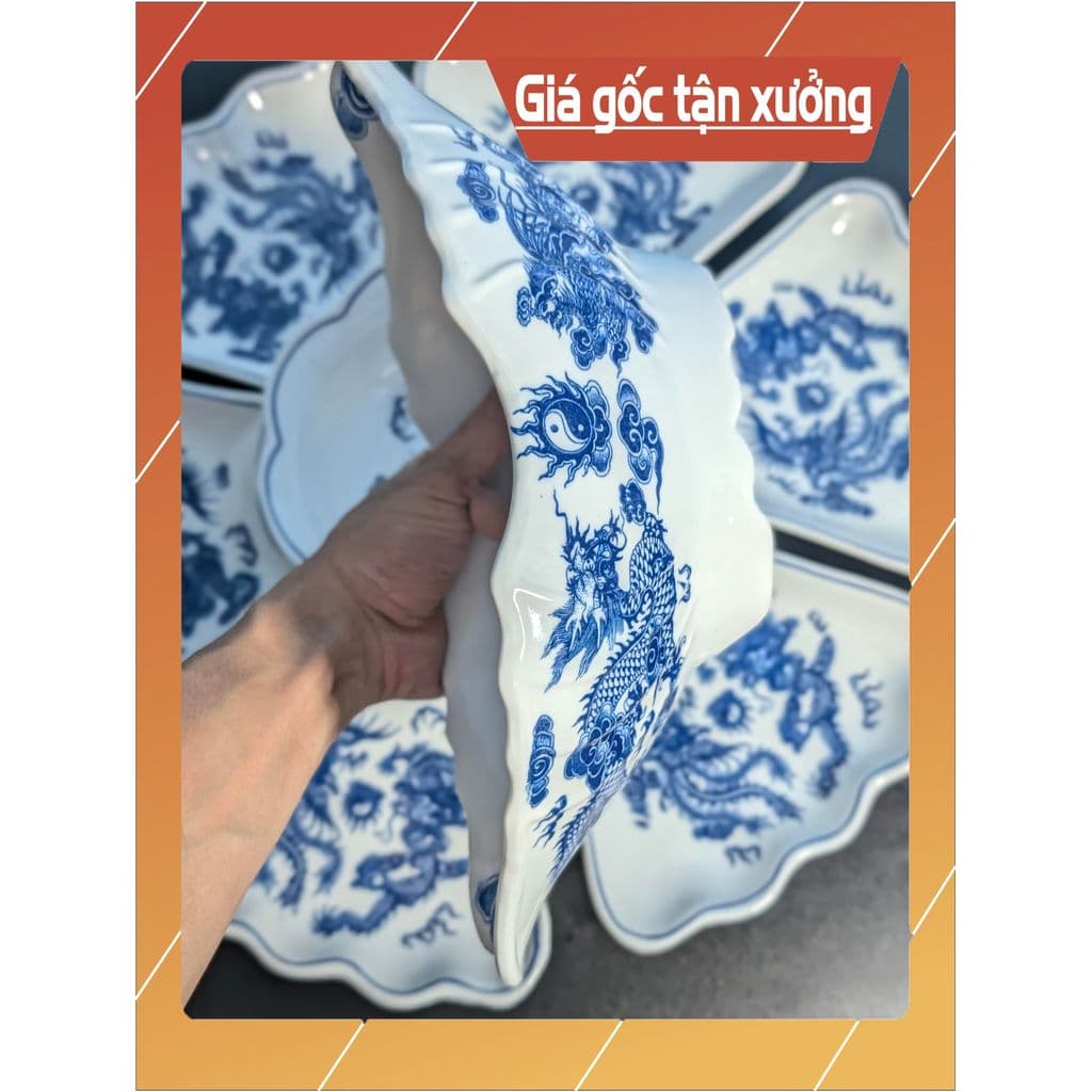 BÁT Gà Hoạ Tiết Rồng Phượng Hàng Bát Tràng