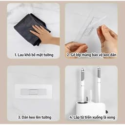 Bộ Cọ Vệ Sinh 5 Trong 1 Treo Tường, Có Đế Thoát Nước, Dụng Cụ Vệ Sinh Nhà Tắm Đa Năng 7