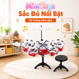 Bộ Nhạc Cụ Trống Jazz MimiToys - Đồ Chơi Âm Nhạc Có Ghế Cho Bé Trai Bé Gái 6