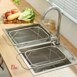 Rổ Rửa Rau Củ Quả Bằng Thép Không Rỉ, Có Thể Thu Gọn Và Kéo Dãn, Giá Úp Chén Đĩa Ráo Nước Nhà Bếp Tiện Rụng Cho Bồn Rửa 9