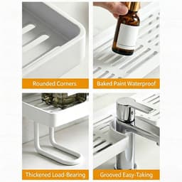 10 Kệ quầy phòng tắm, Kệ đựng bồn rửa bằng nhựa 50cm, Bền bỉ Không cần khoan Tiết kiệm không gian Dụng cụ sắp xếp 10 7