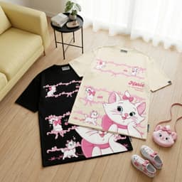 Áo thun Marie Cute Cat 2081 HY KORE Vải Cotton 100 Nguyên Chất Phom Rộng Tay Lỡ Cá Tính. 7