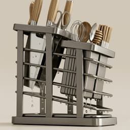 (LOẠI 1) Giá Cài Dao Đũa Nhà Bếp Thép Cacbon Chống Gỉ, Kệ Đựng Dao Kéo Đa Năng Có Khay Hứng Nước 5
