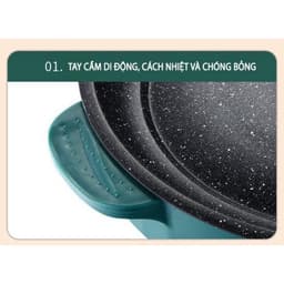 Chảo Nướng Điện Đa Năng 26cm Vân Đá Chống Dính, Bếp Nướng Điện Chống Dính, Nướng Thịt BBQ Hàn Quốc 6