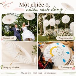 DÙ GIẤY TRẮNG CỔ TRANG DIY – Ô ĐẠO CỤ CHỤP ẢNH, DECOR TIỆC CƯỚI PHONG CÁCH CỔ ĐIỂN 3