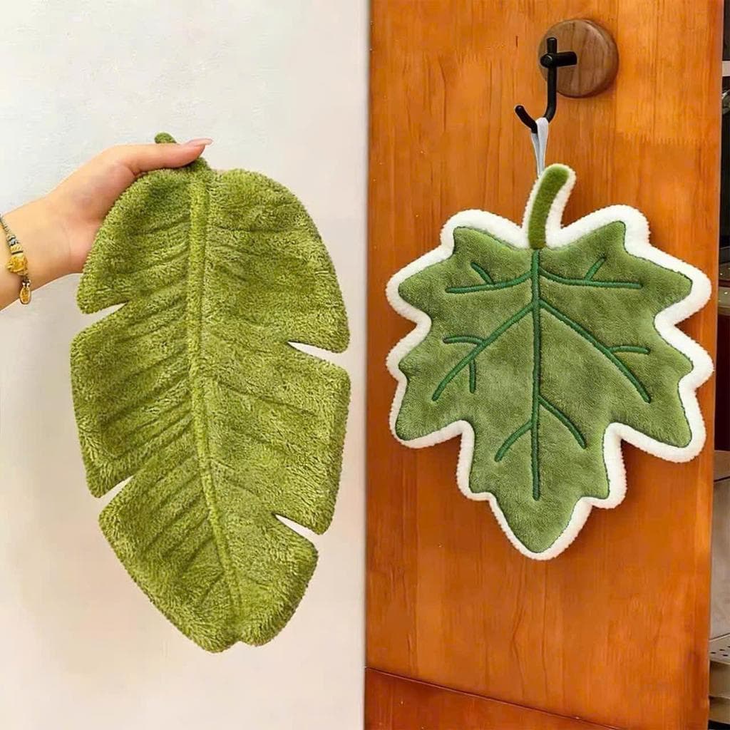 Khăn Lau Tay, Khăn Lau Bát Đĩa Nhà Bếp Hình Lá Cây, Siêu Thấm Hút, Nhanh Khô, 2 Lớp Dày Dặn, Treo Tường, Mềm Mại
