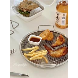 Bộ Khay Kèm Vỉ Lưới Lọc Dầu Chất Liệu Inox 304 Cao Cấp 20cmVỉ Khay Ráo Dầu Đồ Chiên Nhà Bếp, Giúp Đồ Ăn Không Còn Dầu Mỡ 2