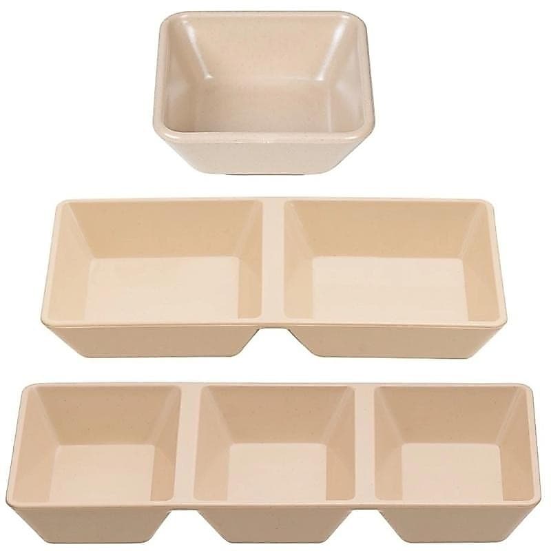 Combo 10 Đĩa chấm vuông 3 ngăn, chén đựng nước chấm, nước sốt Nhựa Việt Nhật nhà hàng quán ăn