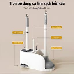 Bộ Cọ Vệ Sinh 5 Trong 1 Treo Tường, Có Đế Thoát Nước, Dụng Cụ Vệ Sinh Nhà Tắm Đa Năng 9