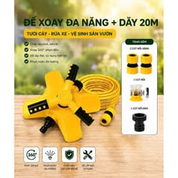 Đế Xoay Đa Năng 360 Độ Có Dây 5m+10+15+20m Có Thể Nối Tiếp Vòi Tùy Chỉnh 5