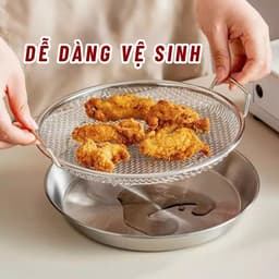 SET KHAY (ĐĨA) KÈM VỈ LƯỚI LỌC DẦU CHẤT LIỆU INOX 304 CAO CẤP, SIZE 18CM 20cm , DÙNG ĐỰNG THỰC PHẨM TIỆN LỢI CHO NHÀ BẾP 3