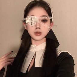 Băng che mắt bông trắng đen phong cách manga Nhật Bản phụ kiện cosplay cá tính 7