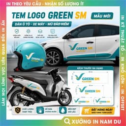 Tem Logo Green SM Dán Không Nền, Mẫu mới của Xanh SM, dán Ôtô, Xe máy, Mũ Bảo Hiểm 1