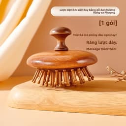 Lược đệm hơi gỗ đàn hương – [Chải mượt & massage da đầu & Thả rụng tóc] , thông kinh lạc, tiện mang theo 6