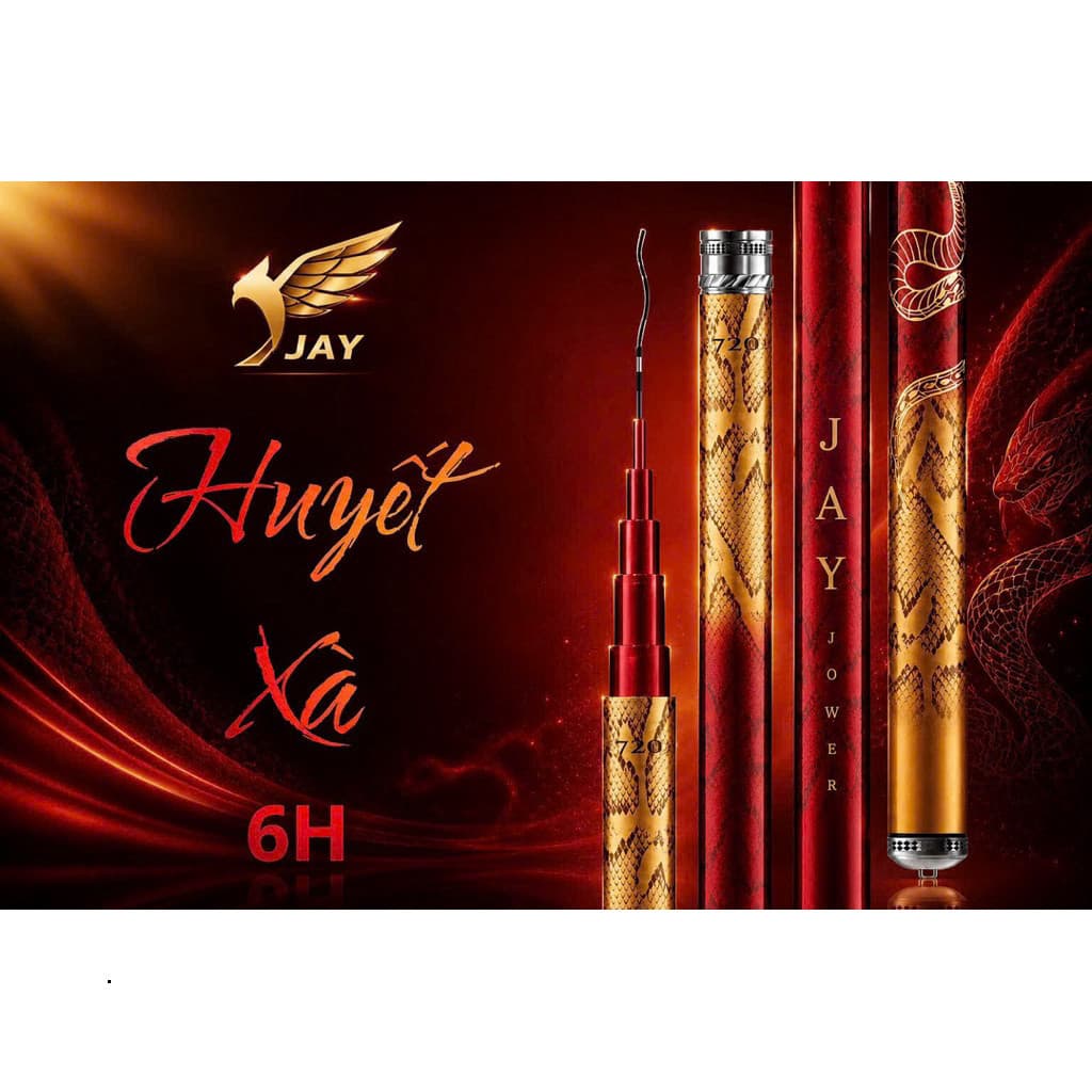 JAY Huyết Xà 6H  Chất liệu: Carbon cao cấp (nhiều lớp đan chéo) Màu sắc: đỏ - vàng đồng