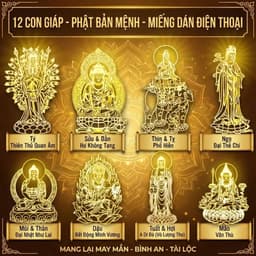 Miếng Dán Điện thoại Phật Bản Mệnh 12 Con Giáp Mạ Vàng Sang Trọng, Trang Trí Điện Thoại Ví Tiền Ý Nghĩa Bình An May Mắn 2