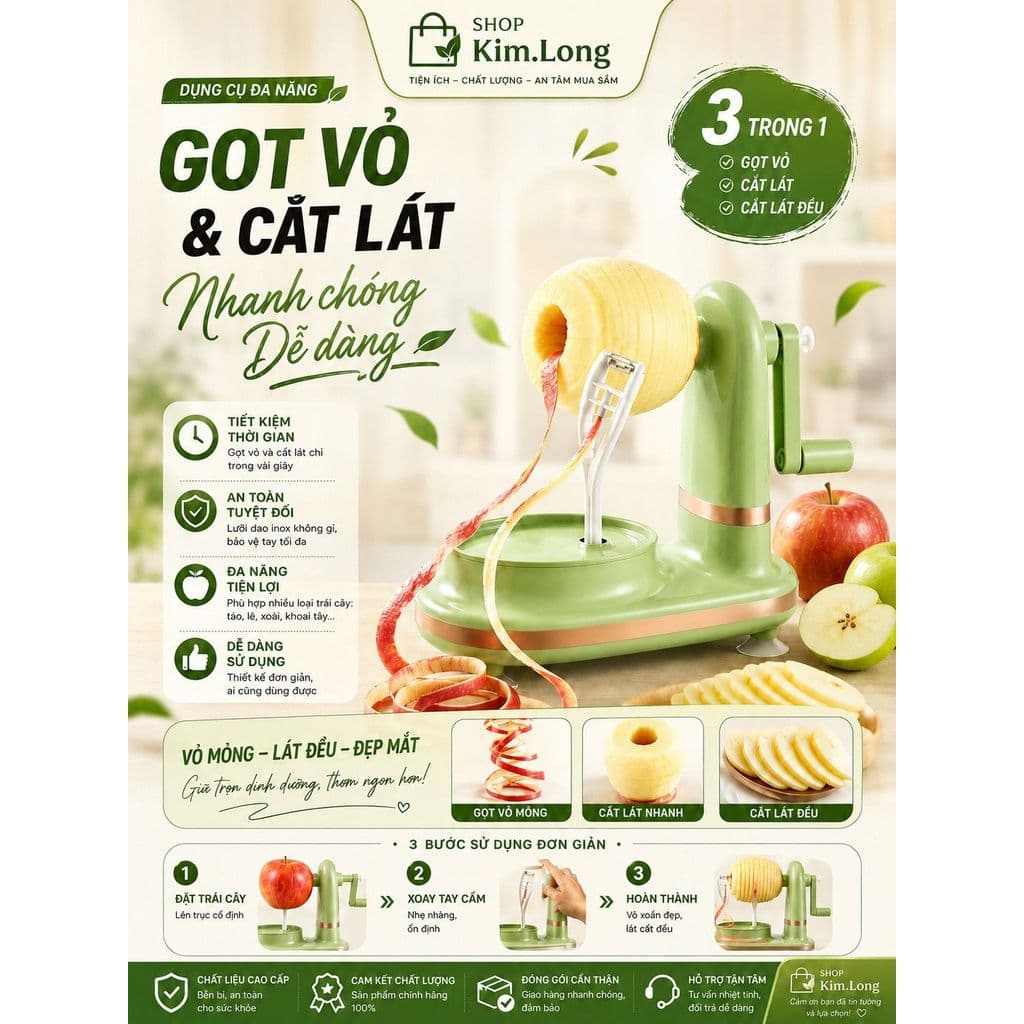 Máy gọt trái cây đa năng - Giải pháp tối ưu cho việc gọt vỏ trái cây dễ dàng!