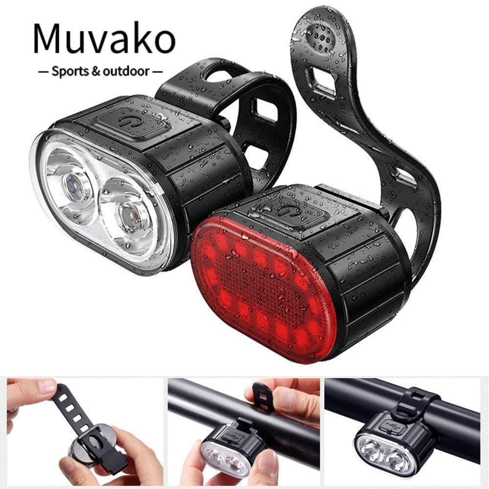 Bộ đèn hậu xe đạp MUVAKO, Đèn pha LED siêu sáng có thể sạc lại có hậu, độ sáng cao có thể sạc lại Di động Đèn sạc siêu sáng Đi đêm