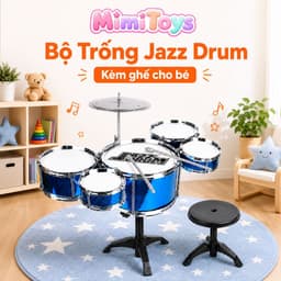 Bộ Nhạc Cụ Trống Jazz MimiToys - Đồ Chơi Âm Nhạc Có Ghế Cho Bé Trai Bé Gái 1