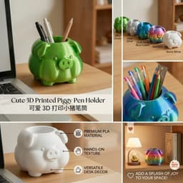 3d In Hình Hình Chú Heo Giá Đỡ Để Bàn mini Hộp Bảo Quản Để Bàn Lưu Trữ Trang Trí Văn Phòng Tượng Heo Dễ Thương 1