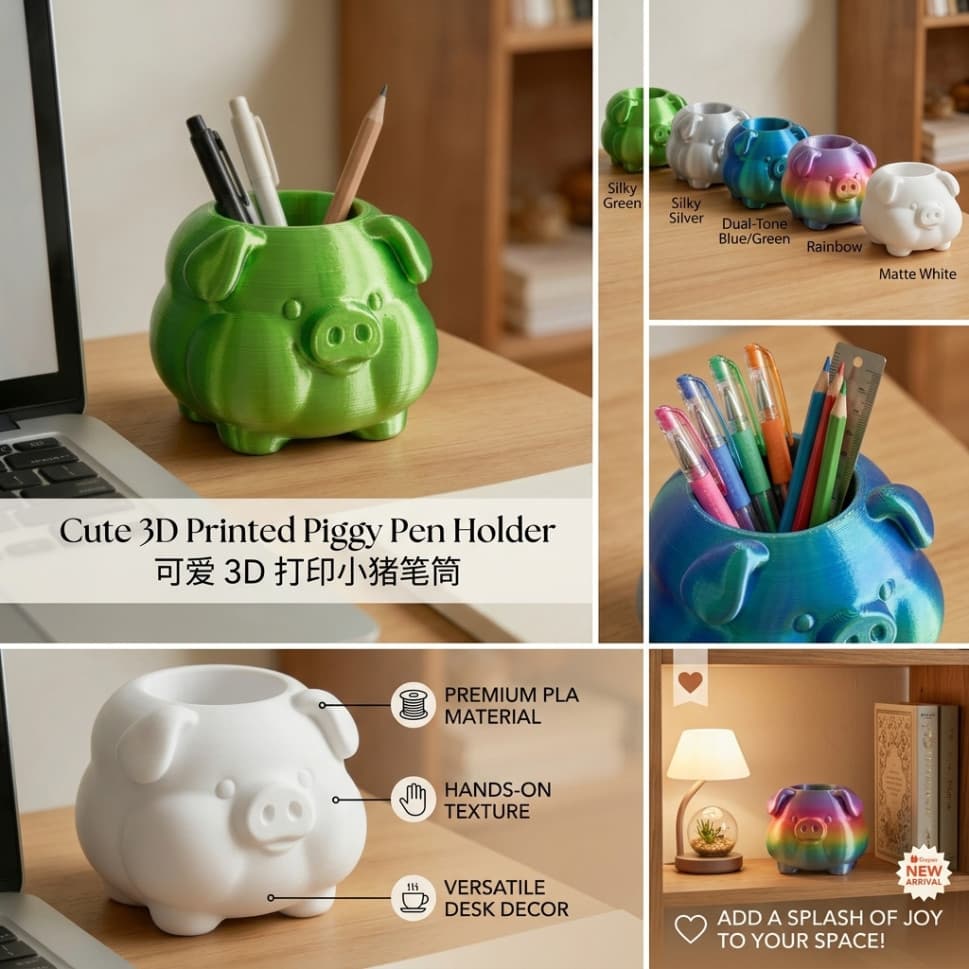 3d In Hình Hình Chú Heo Giá Đỡ Để Bàn mini Hộp Bảo Quản Để Bàn Lưu Trữ Trang Trí Văn Phòng Tượng Heo Dễ Thương