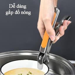 [ DEAL SỐC ] Kẹp Gắp Đồ Nóng Inox 304 Không Bỏng Không Gỉ Silicon Chống Trượt, Gắp Chén Dĩa Nồi Chiên 1