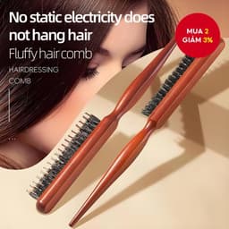 Bàn chải tóc & râu nhỏ gọn bằng gỗ Wanmei, chống tĩnh điện, chắc chắn, để Massage da đầu, làm sạch tóc VINBEO-[DDA] 1
