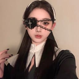 Băng che mắt bông trắng đen phong cách manga Nhật Bản phụ kiện cosplay cá tính 6