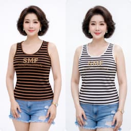 Áo Mùa Hè (COM BO) 2 Áo Thun Nữ Trung Niên Tank Top Cotton 97% ĐÍNH ĐÁ 2