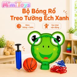Bóng Rổ Mini MimiToys Cho Trẻ Em - Bảng Rổ Ếch Xanh, Hổ Vàng Dễ Thương Kèm Bóng Bơm 2
