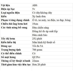 Q2Pro Bơm Lốp Ô Tô Xe Máy Xe Đạp Đa Năng Tích Điện Không Dây Công Suất Cao Siêu Nhanh Tiết Kiệm Chi Phí Lưu Trữ Nhỏ Gọn 8