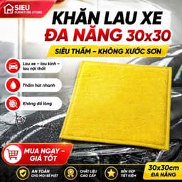 COMBO 10 - 20 KHĂN LAU XE ĐA NĂNG 30X30 SIÊU THẤM HÚT – KHĂN COTTON LAU Ô TÔ XE MÁY, KHÔNG XƠ KHÔNG TRẦY 2