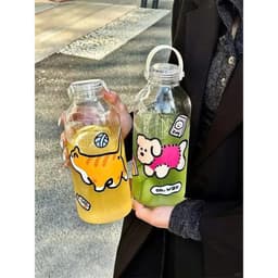 Bình Đựng Dung Tích 1000ml Nước Dễ Thương, Bình Đựng Nước Mùa Hè Có Kèm STIKER Động Vật Dễ Thương 2