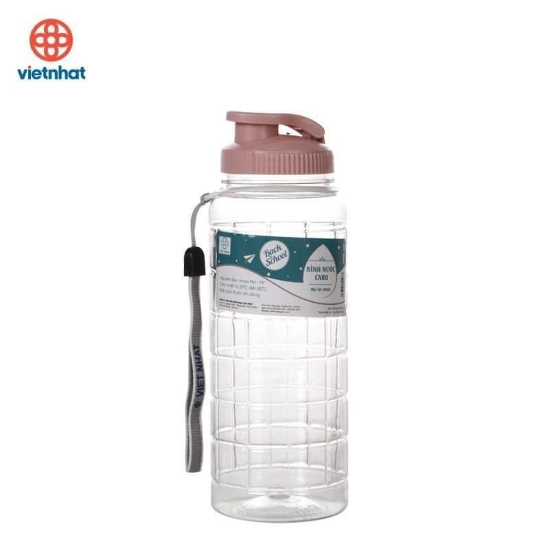 Bình nước học sinh kẻ caro 500ml/750ml/900ml Cao Cấp, Bình đựng nước thể thao có quai chắc chăn Việt Nhật