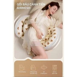 Gối Chặn Bầu Cánh Tiên Airmesh - Gối Bà Bầu Muslin Cao Cấp Thoáng Mát Dễ Giặt Nâng Đỡ Bụng Ôm Tựa Lưng 1