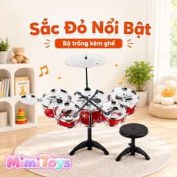 Bộ Nhạc Cụ Trống Jazz MimiToys - Đồ Chơi Âm Nhạc Có Ghế Cho Bé Trai Bé Gái 7