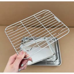 Bộ Khay Kèm Vỉ Lưới Lọc Dầu Chất Liệu Inox 304 Cao Cấp 20cmVỉ Khay Ráo Dầu Đồ Chiên Nhà Bếp, Giúp Đồ Ăn Không Còn Dầu Mỡ 9