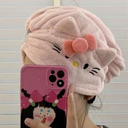 Khăn Quấn Tóc , Khăn Ủ Tóc Nhanh Khô Họa Tiết Mèo Hello Kitty Siêu Hot 2