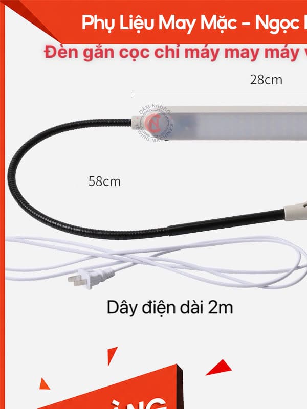 đèn gắn cọc chỉ máy may máy vắt sổ đèn lắp giá chỉ siêu sáng 30 bóng led